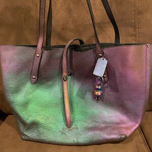 Coach Iridescent Multicolor Leather Tote Bag